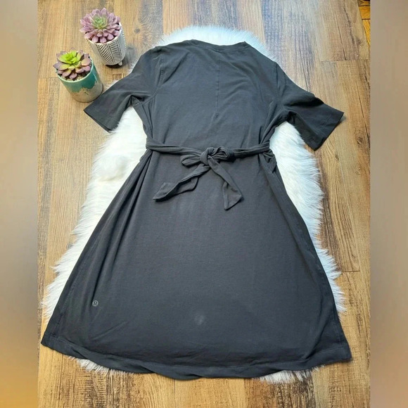 Lululemon Cotton Wrap-Front T-Shirt Dress Black - Picture 4 of 9